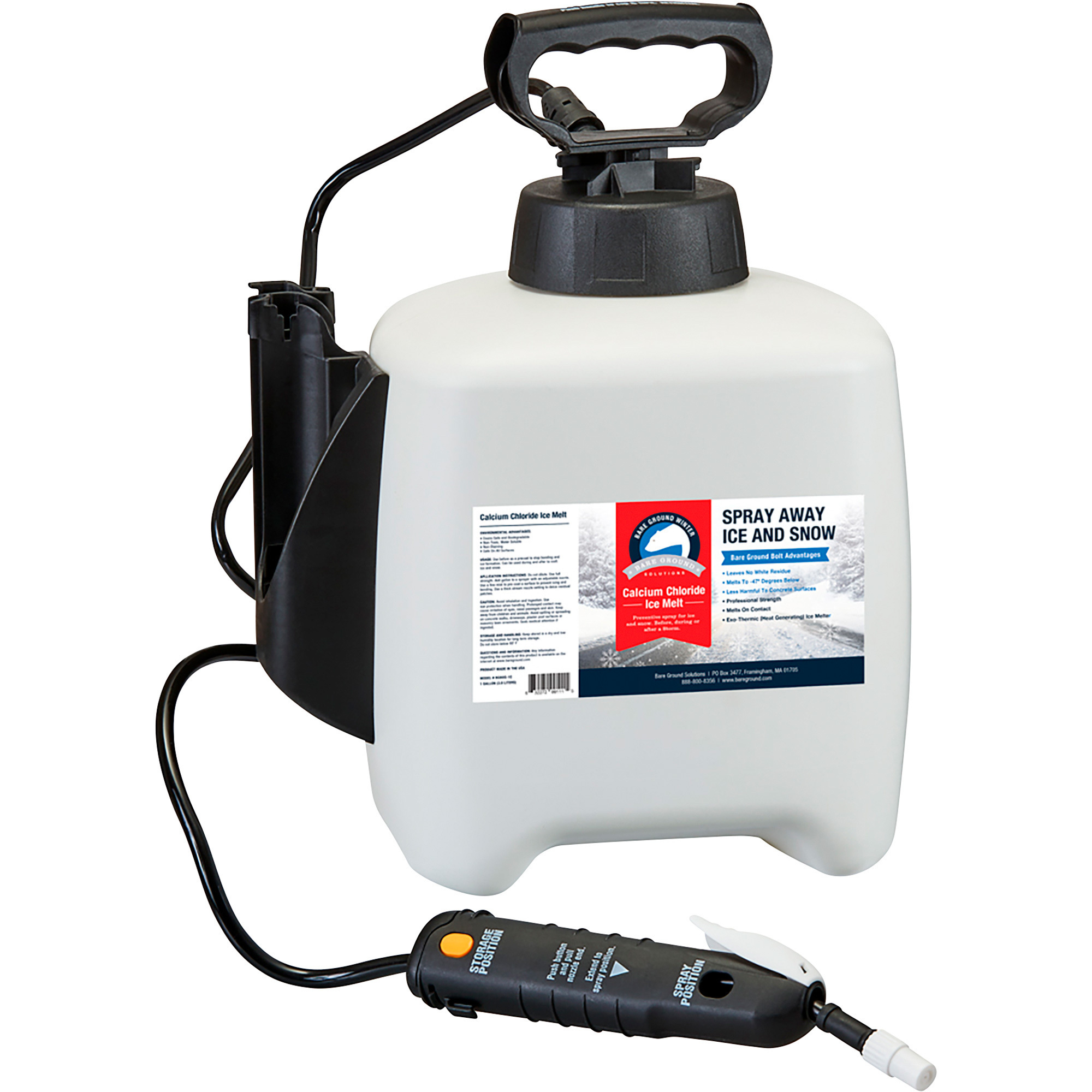 Bare Ground Ice Melt Deluxe System, Pump Sprayer, 1 Gallon Calcium Chloride Liquid Ice Melt, Model# BGBDS-1C